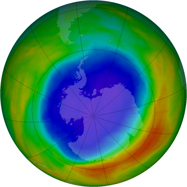 Antarctic ozone map for 20 October 1989